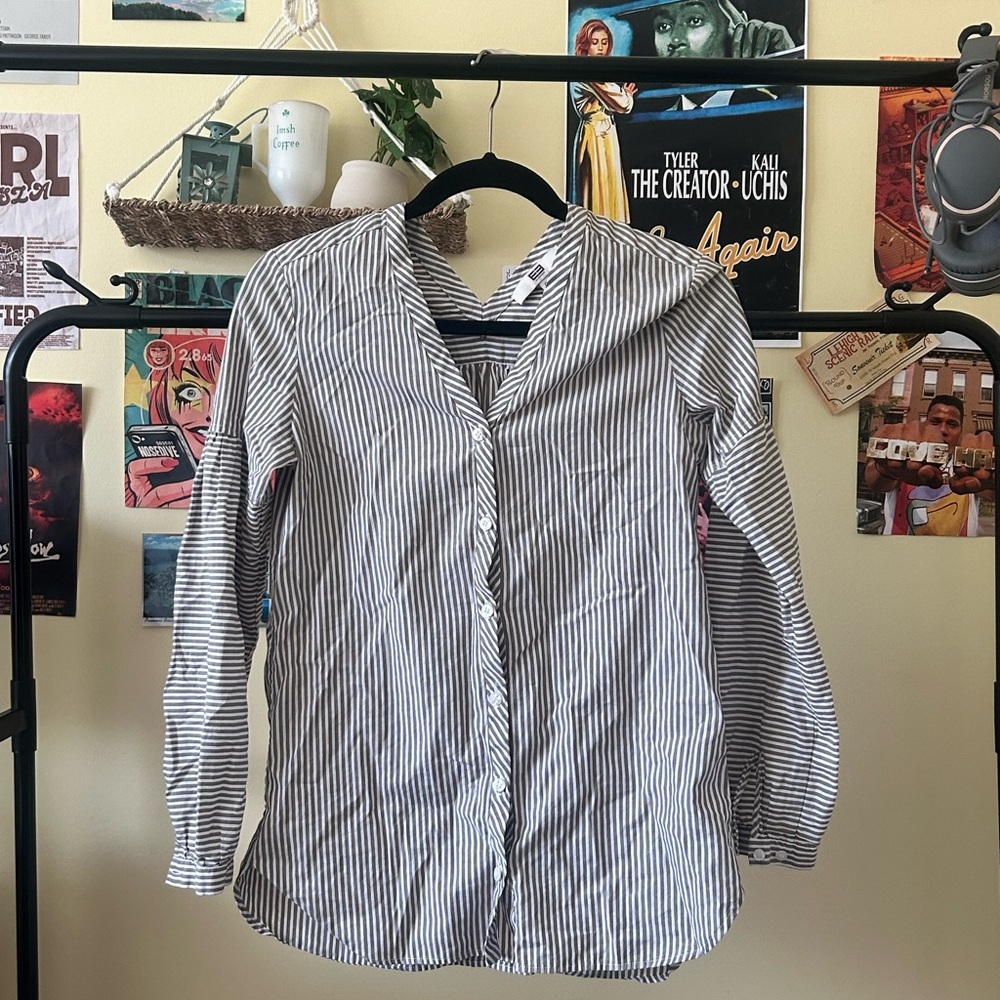 Tan and White Striped Shirt